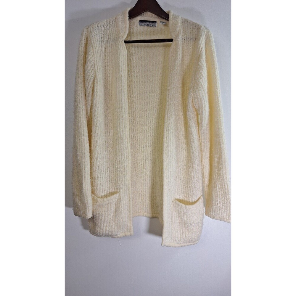 Vtg BRAMBLE LANE Long Ribbed Knit Open Cardigan Women Sz Med. Gramdma Core Work